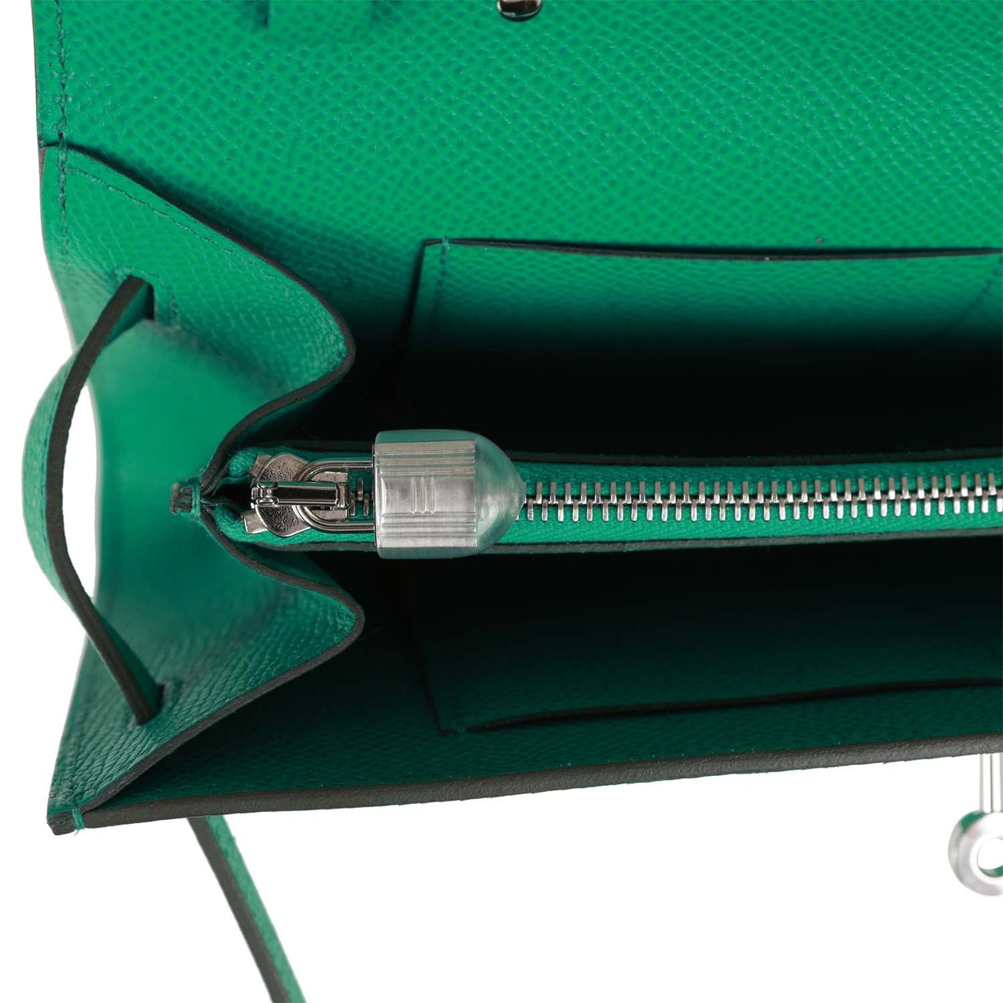 Hermes Kelly Wallet To Go Vert Jade Epsom Palladium Hardware