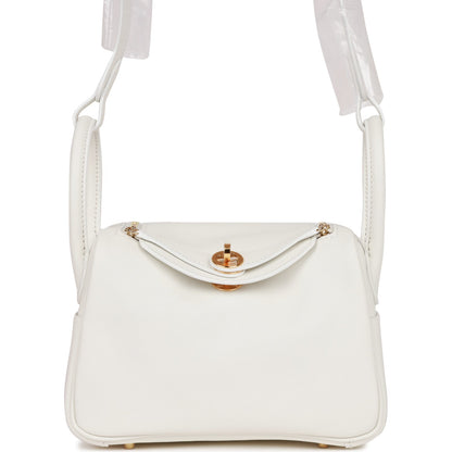 Hermes Mini Lindy White Swift Gold Hardware