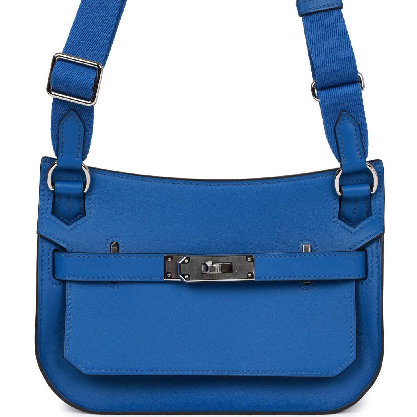 Hermes Mini Jypsiere Bleu France Evercolor Palladium Hardware