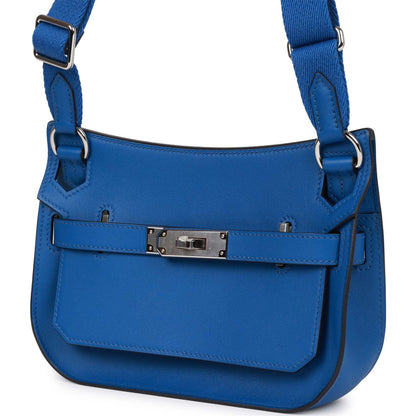 Hermes Mini Jypsiere Bleu France Evercolor Palladium Hardware