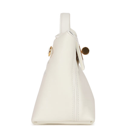 Hermes Mini 24/24 Bag White Evercolor and Swift Gold Hardware