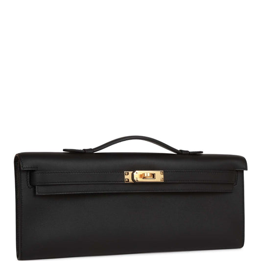 Hermes Kelly Cut Black Swift Gold Hardware