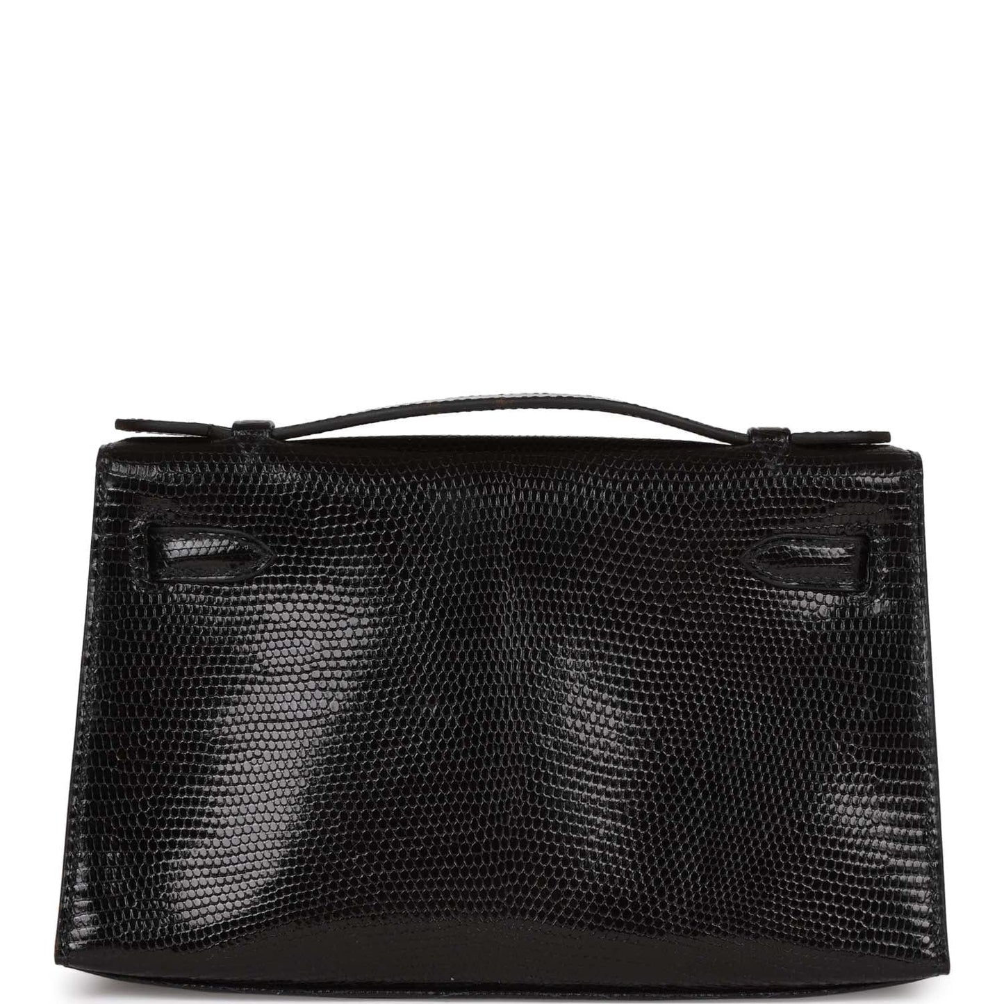 Hermes Kelly Pochette Black Lizard Ruthenium Hardware