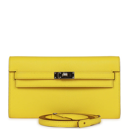 Hermes Kelly Wallet To Go Jaune Citron Chevre Palladium Hardware