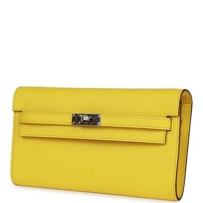 Hermes Kelly Wallet To Go Jaune Citron Chevre Palladium Hardware