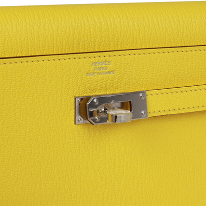 Hermes Kelly Wallet To Go Jaune Citron Chevre Palladium Hardware