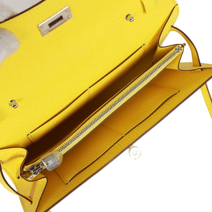 Hermes Kelly Wallet To Go Jaune Citron Chevre Palladium Hardware