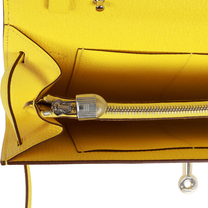 Hermes Kelly Wallet To Go Jaune Citron Chevre Palladium Hardware