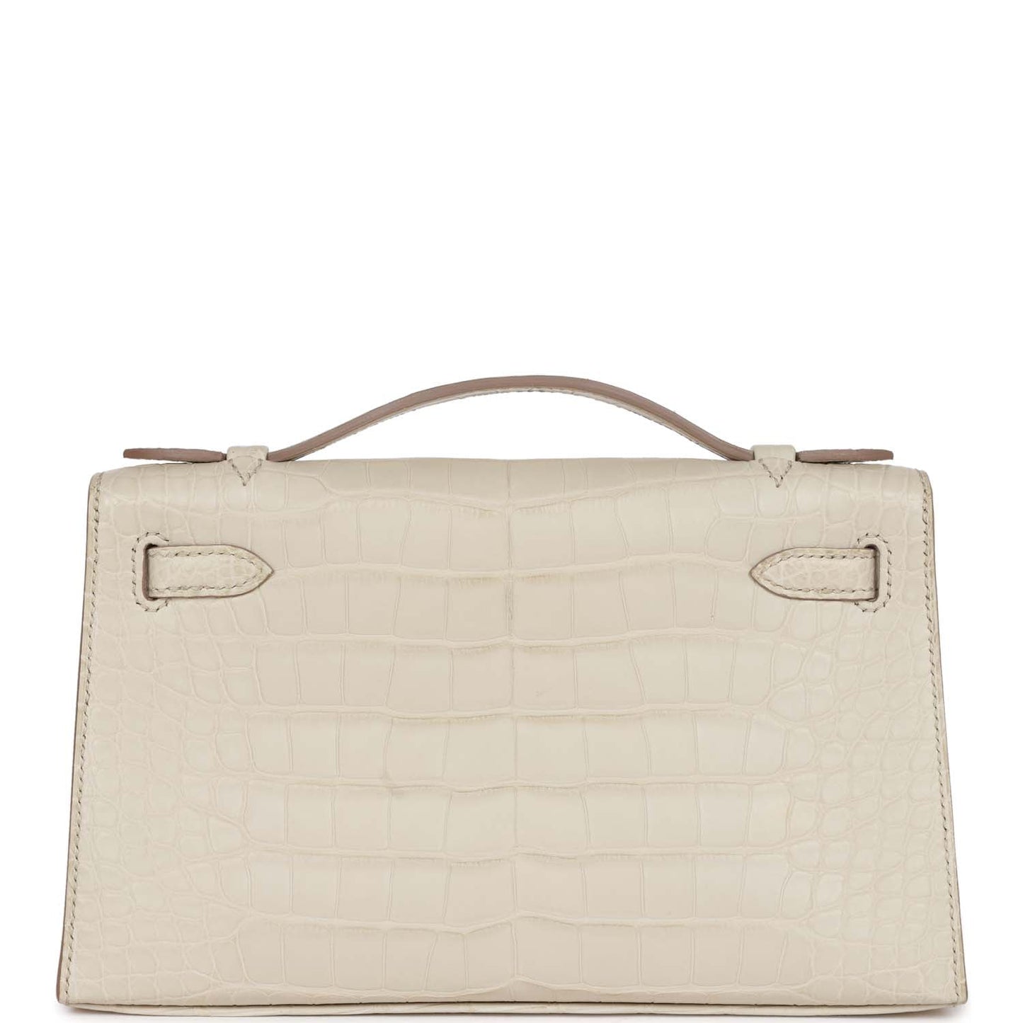 Hermes Kelly Pochette Beton Matte Alligator Palladium Hardware