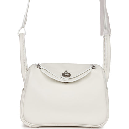 Hermes Mini Lindy White Swift Palladium Hardware