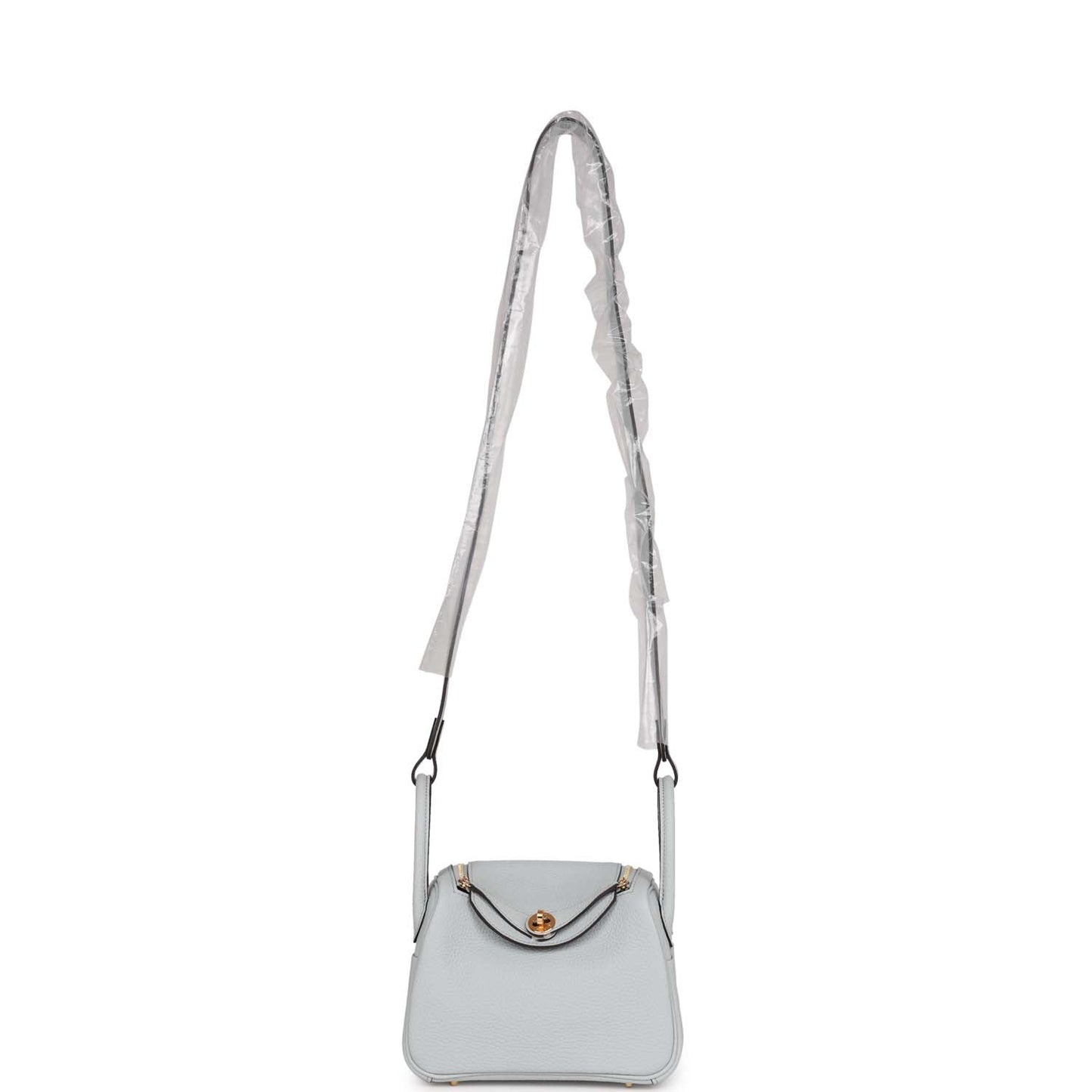 Hermes Mini Lindy Bleu Pale Clemence Gold Hardware