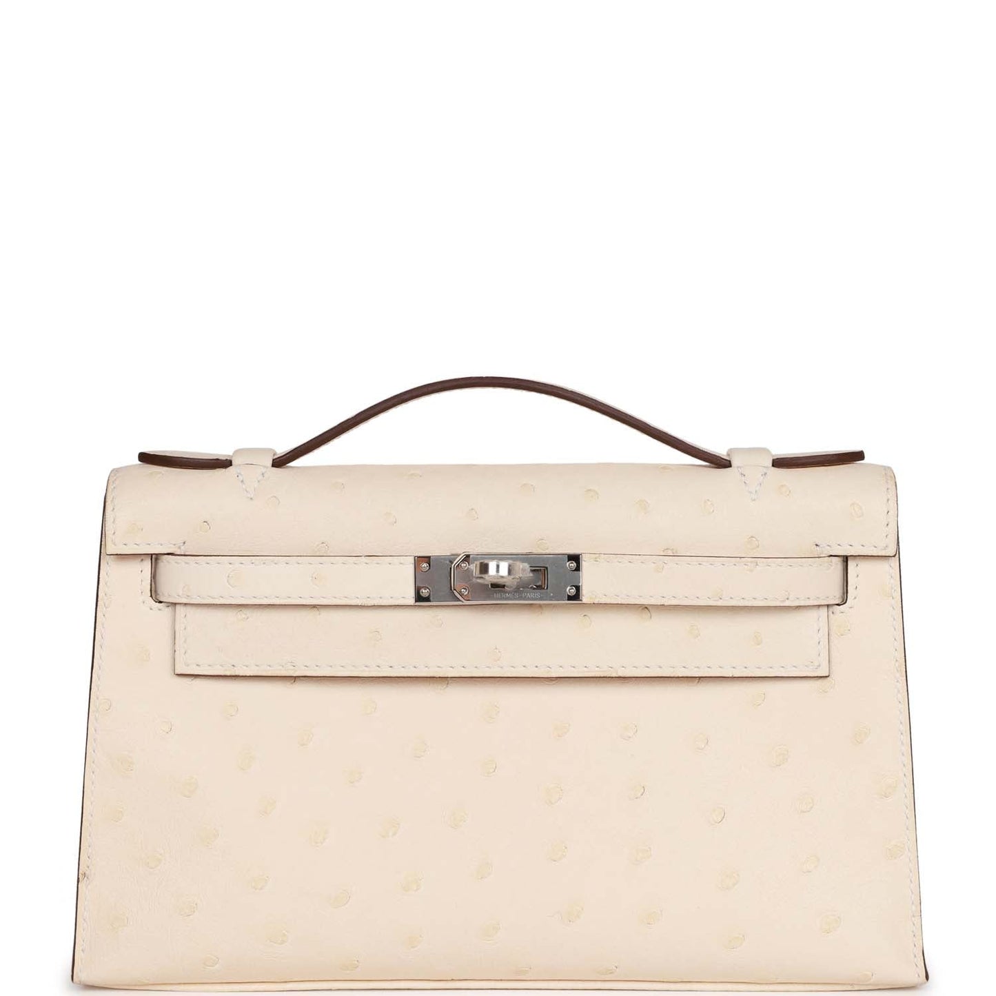 Hermes Kelly Pochette Nata Ostrich Palladium Hardware