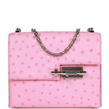 Hermes Mini Verrou Chaine Bag Bubblegum Ostrich Palladium Hardware