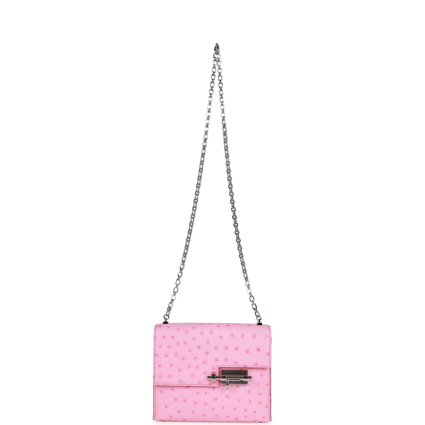 Hermes Mini Verrou Chaine Bag Bubblegum Ostrich Palladium Hardware