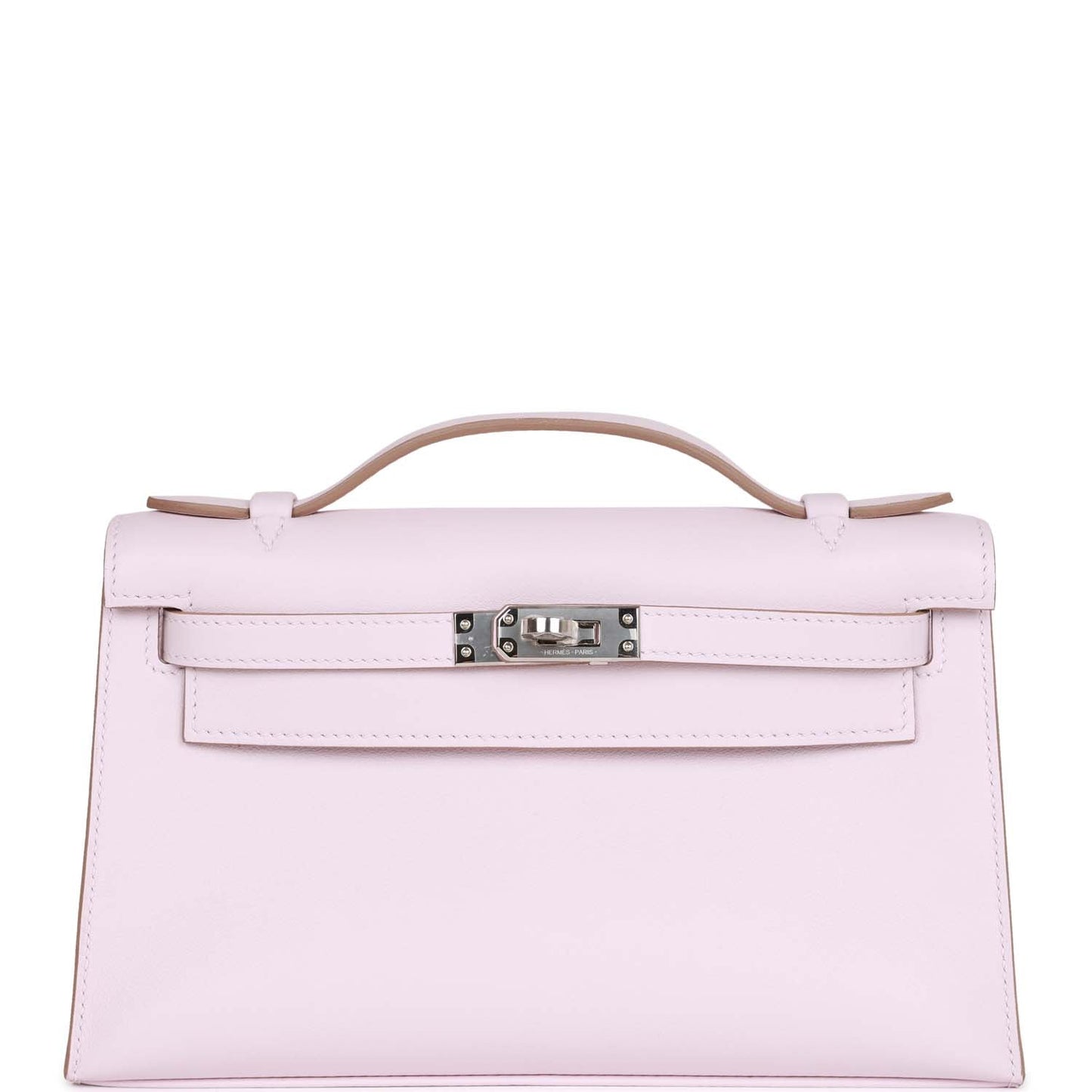 Hermes Kelly Pochette Mauve Pale Swift Palladium Hardware