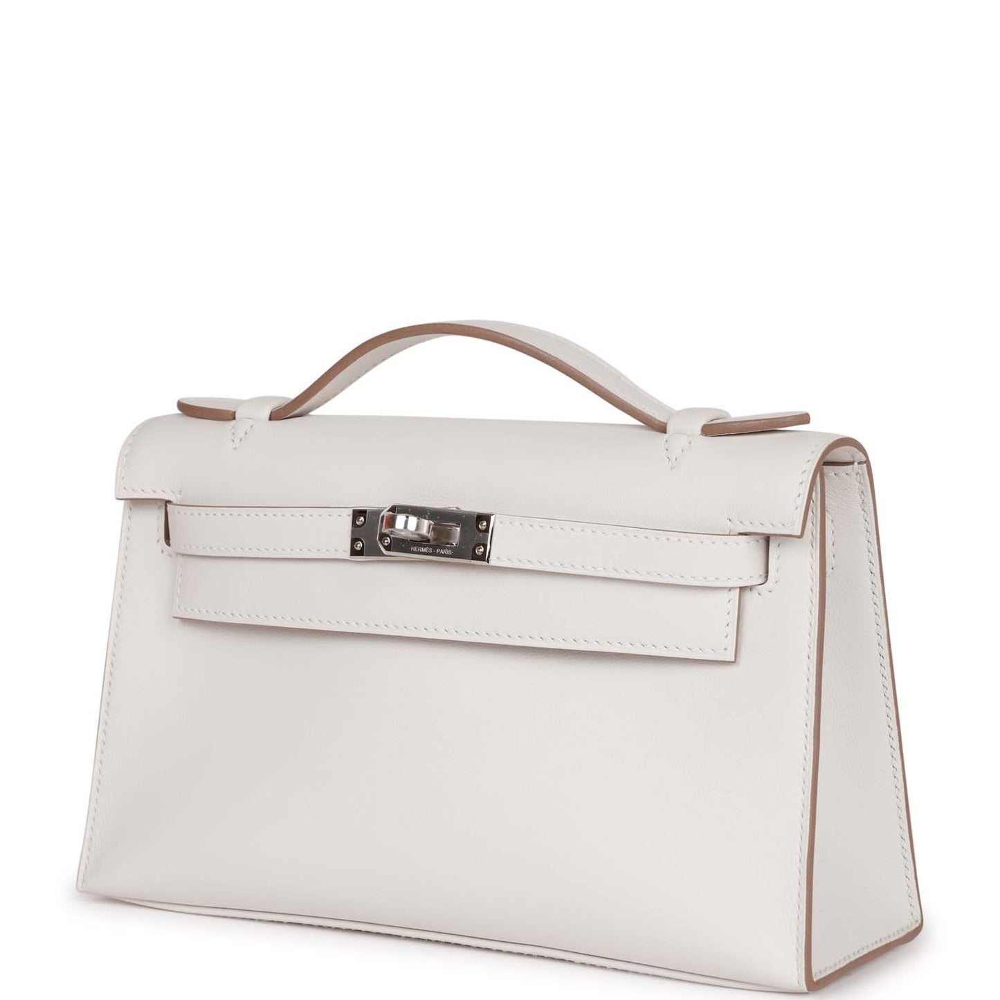 Hermes Kelly Pochette Gris Pale Swift Palladium Hardware