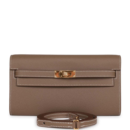 Hermes Kelly Wallet To Go Etoupe Epsom Gold Hardware