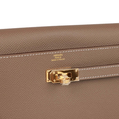 Hermes Kelly Wallet To Go Etoupe Epsom Gold Hardware