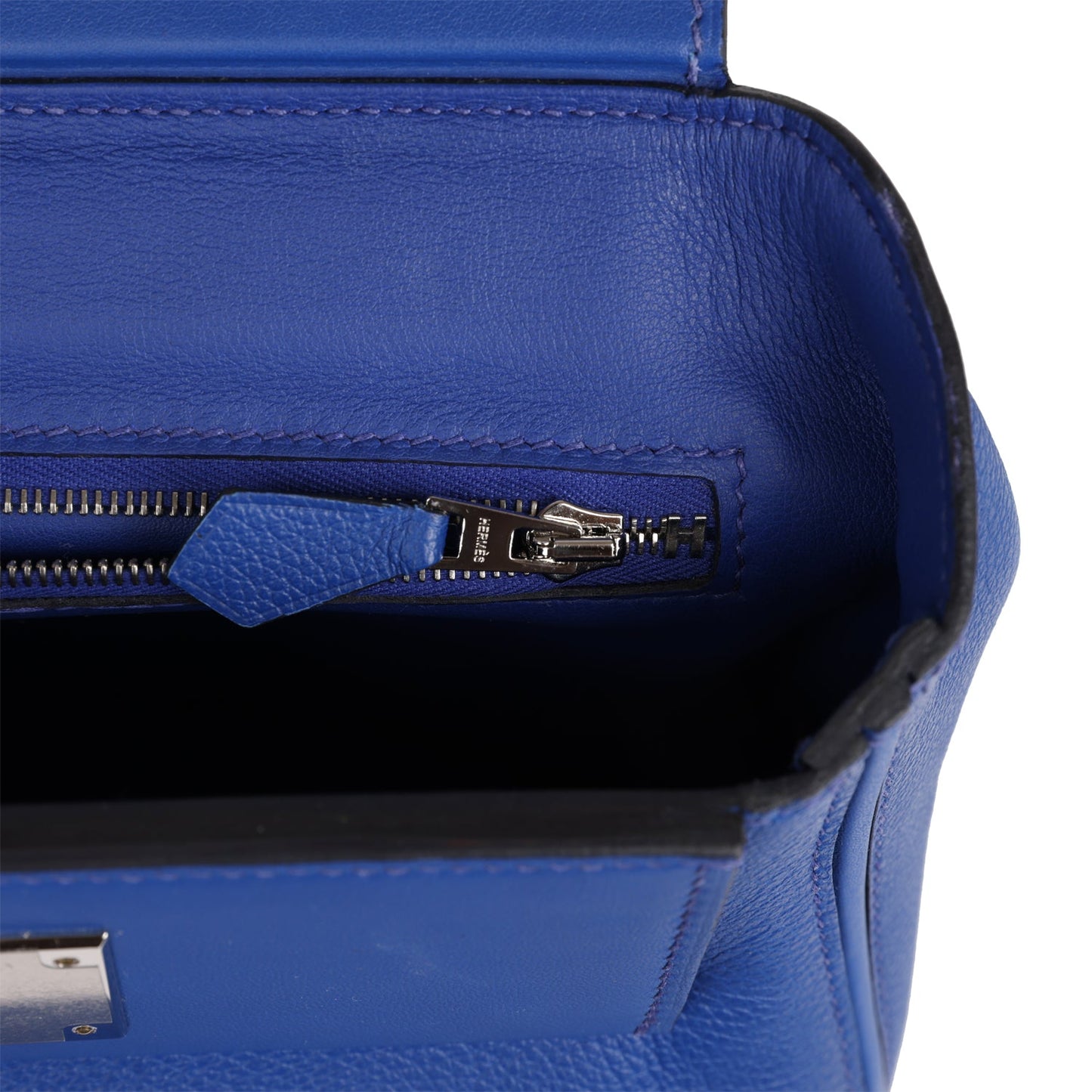 Hermes Mini 24/24 Bag Bleu Royal Evercolor and Swift Palladium Hardware