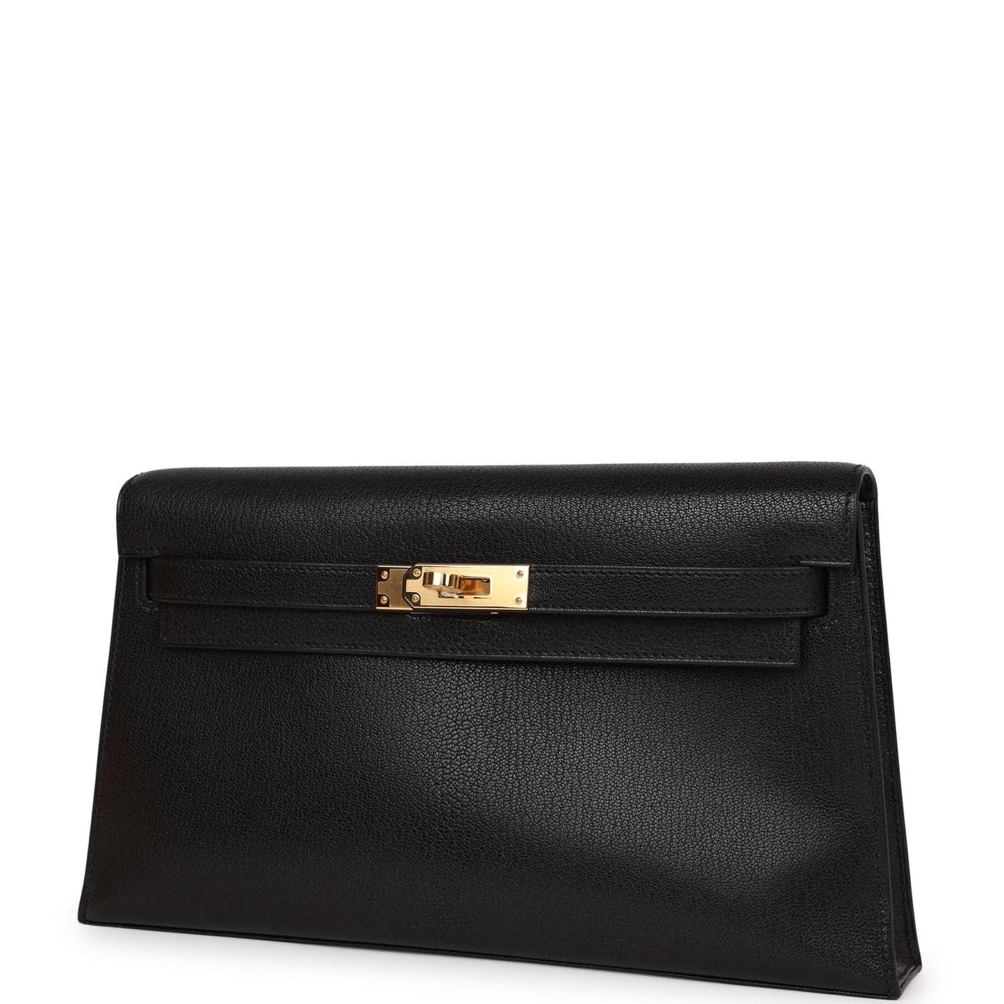 Hermes Kelly Elan Black Chevre Chamkila Gold Hardware