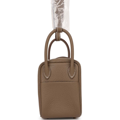 Hermes Mini Lindy Etoupe Clemence Gold Hardware