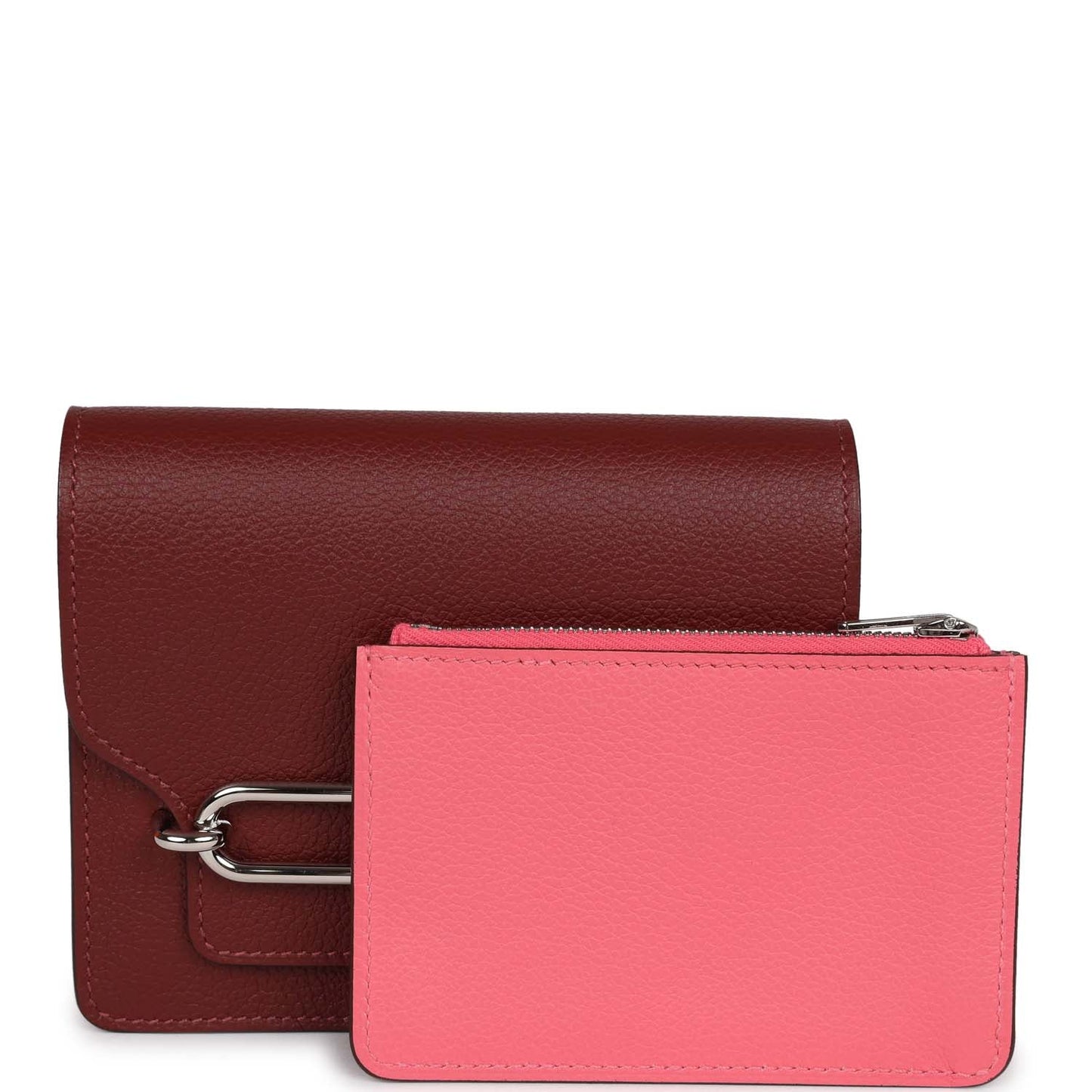 Hermes Roulis Slim Wallet Bi-Color Rouge H/Rose Azalee Evercolor Palladium Hardware