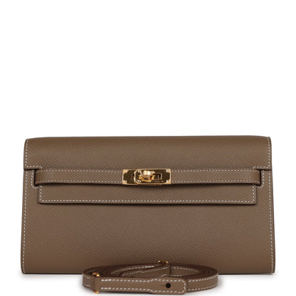 Hermes Kelly Wallet To Go Etoupe Epsom Gold Hardware