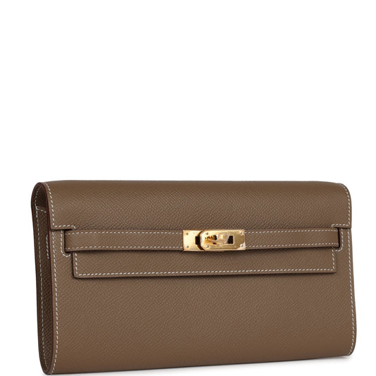 Hermes Kelly Wallet To Go Etoupe Epsom Gold Hardware