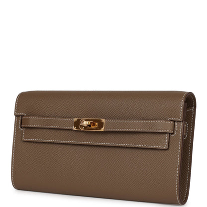 Hermes Kelly Wallet To Go Etoupe Epsom Gold Hardware