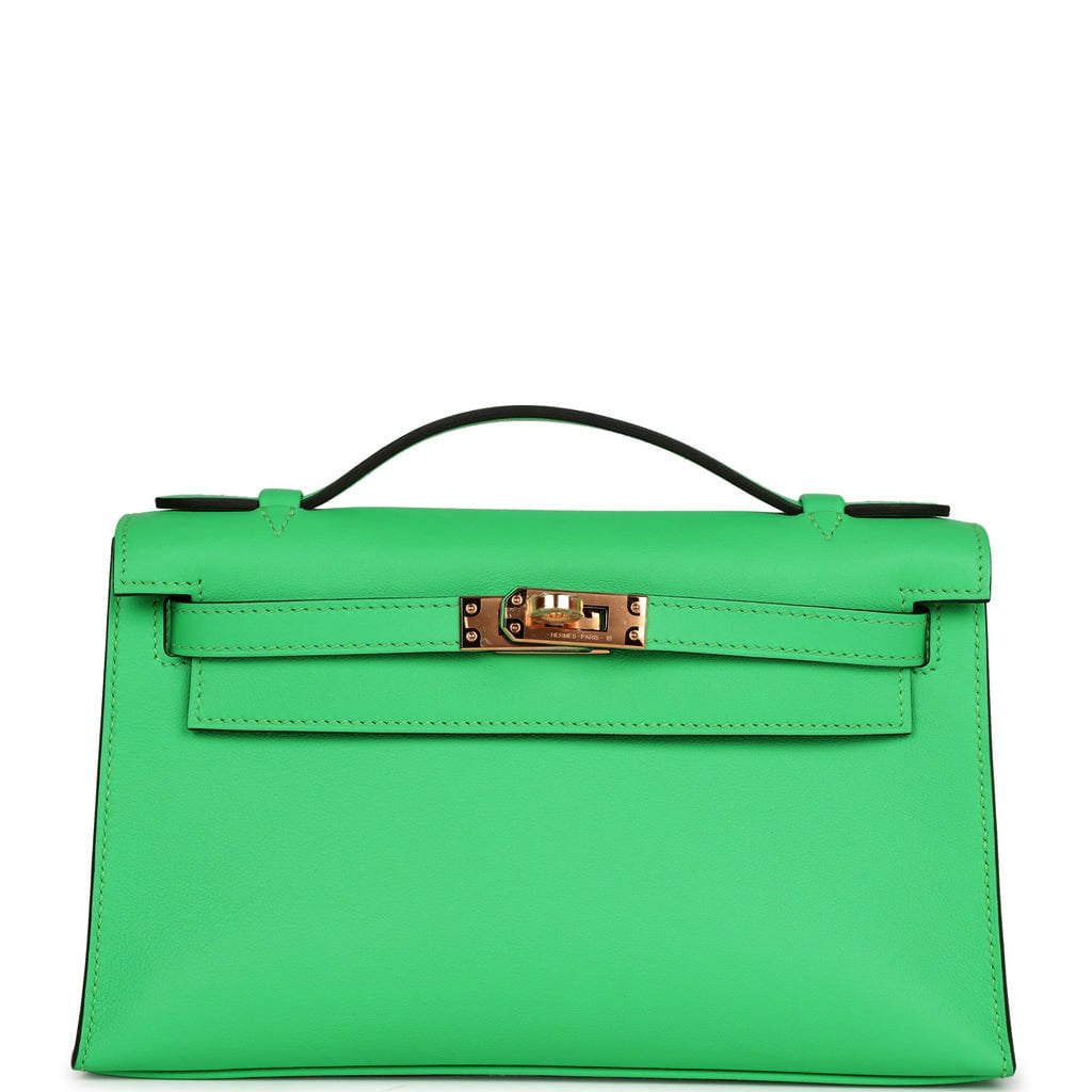 Hermes Kelly Pochette Vert Comics Swift Gold Hardware