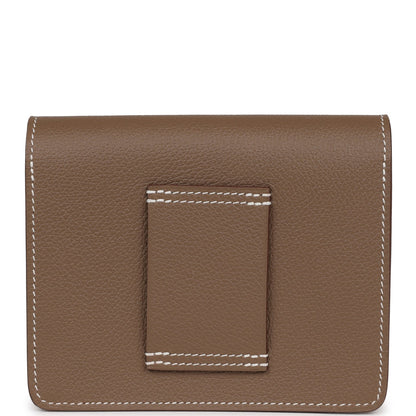 Hermes Roulis Slim Wallet Etoupe Evercolor Gold Hardware