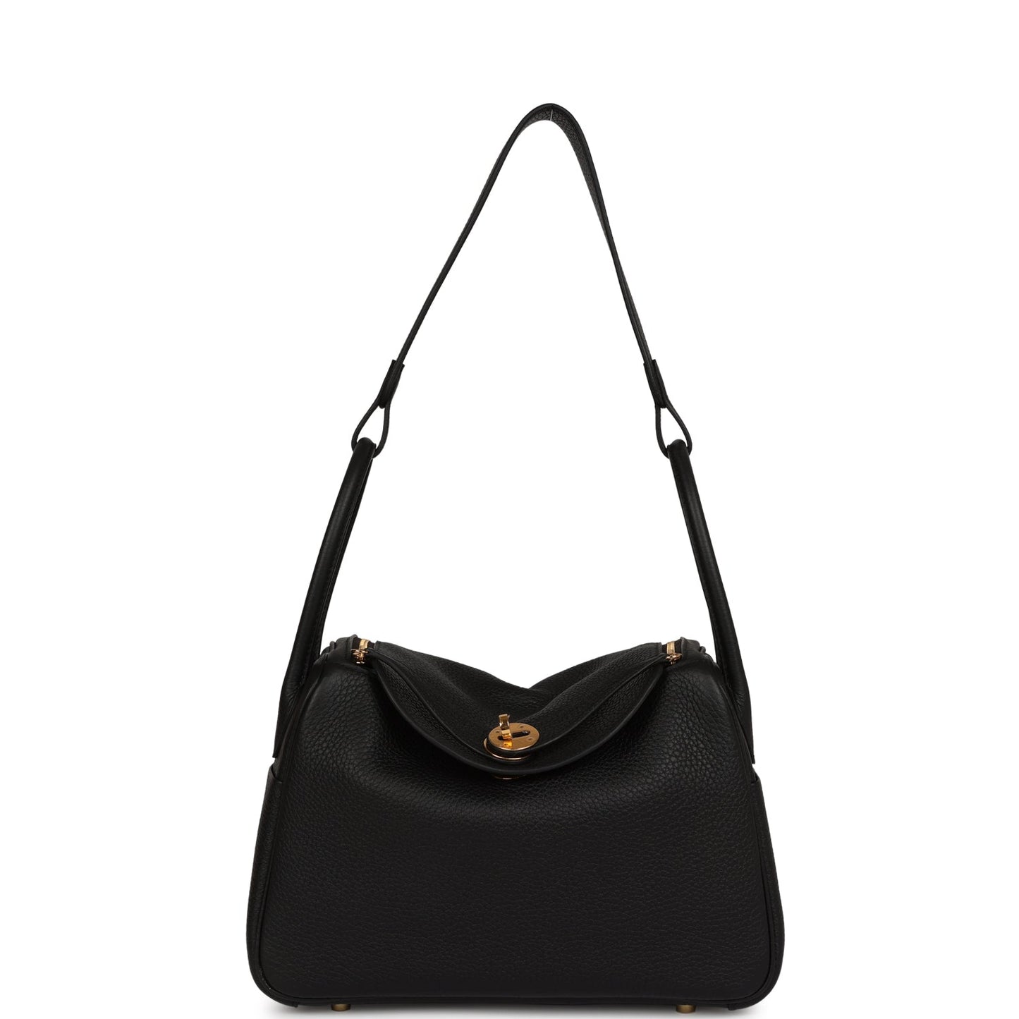 Hermes Lindy 26 Black Clemence Gold Hardware