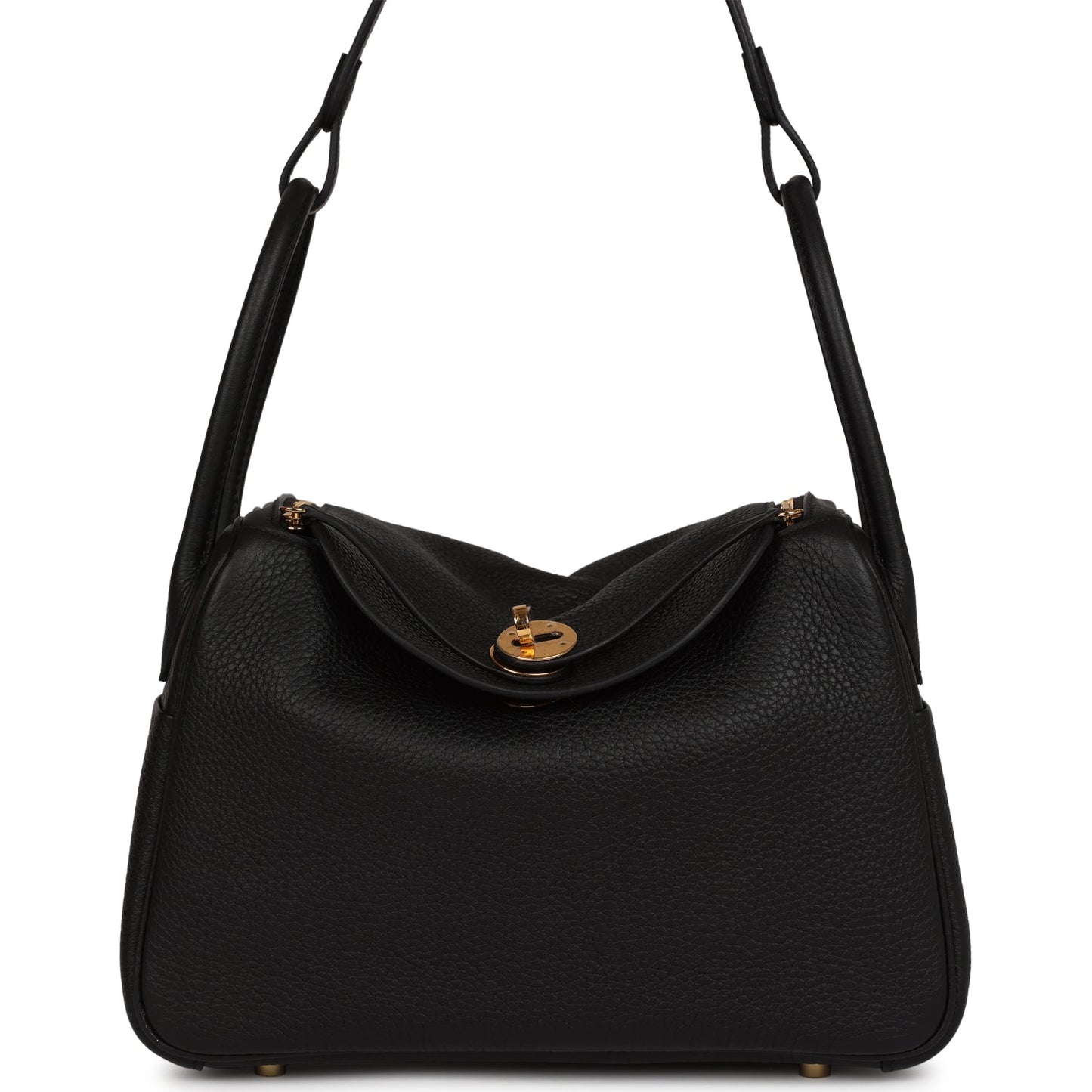 Hermes Lindy 26 Black Clemence Gold Hardware