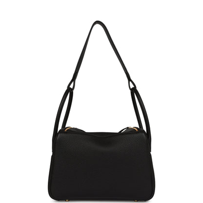 Hermes Lindy 26 Black Clemence Gold Hardware