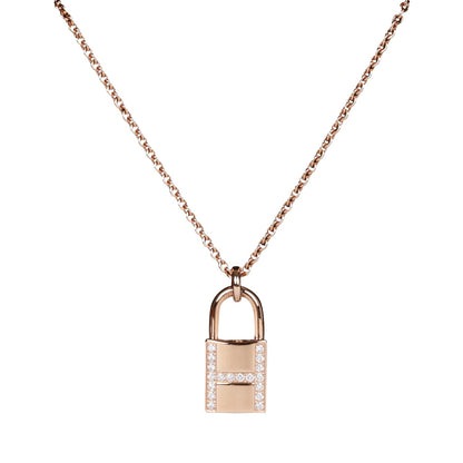 Hermes 18k Rose Gold Amulettes Cadenas Pendant Necklace