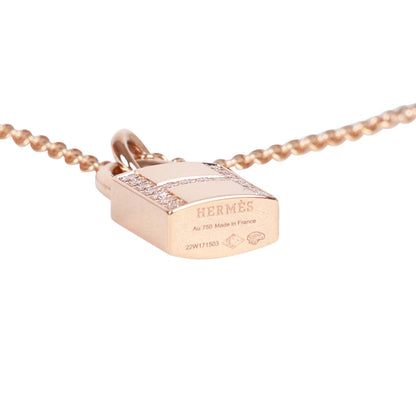 Hermes 18k Rose Gold Amulettes Cadenas Pendant Necklace