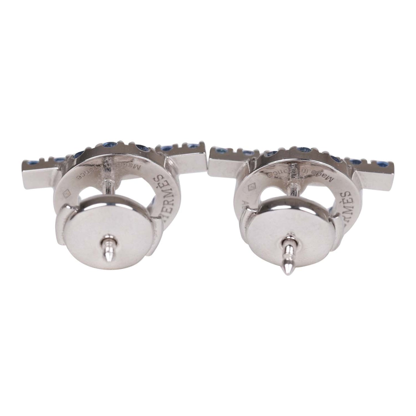 Hermes 18k Sapphire Finesse Earrings White Gold