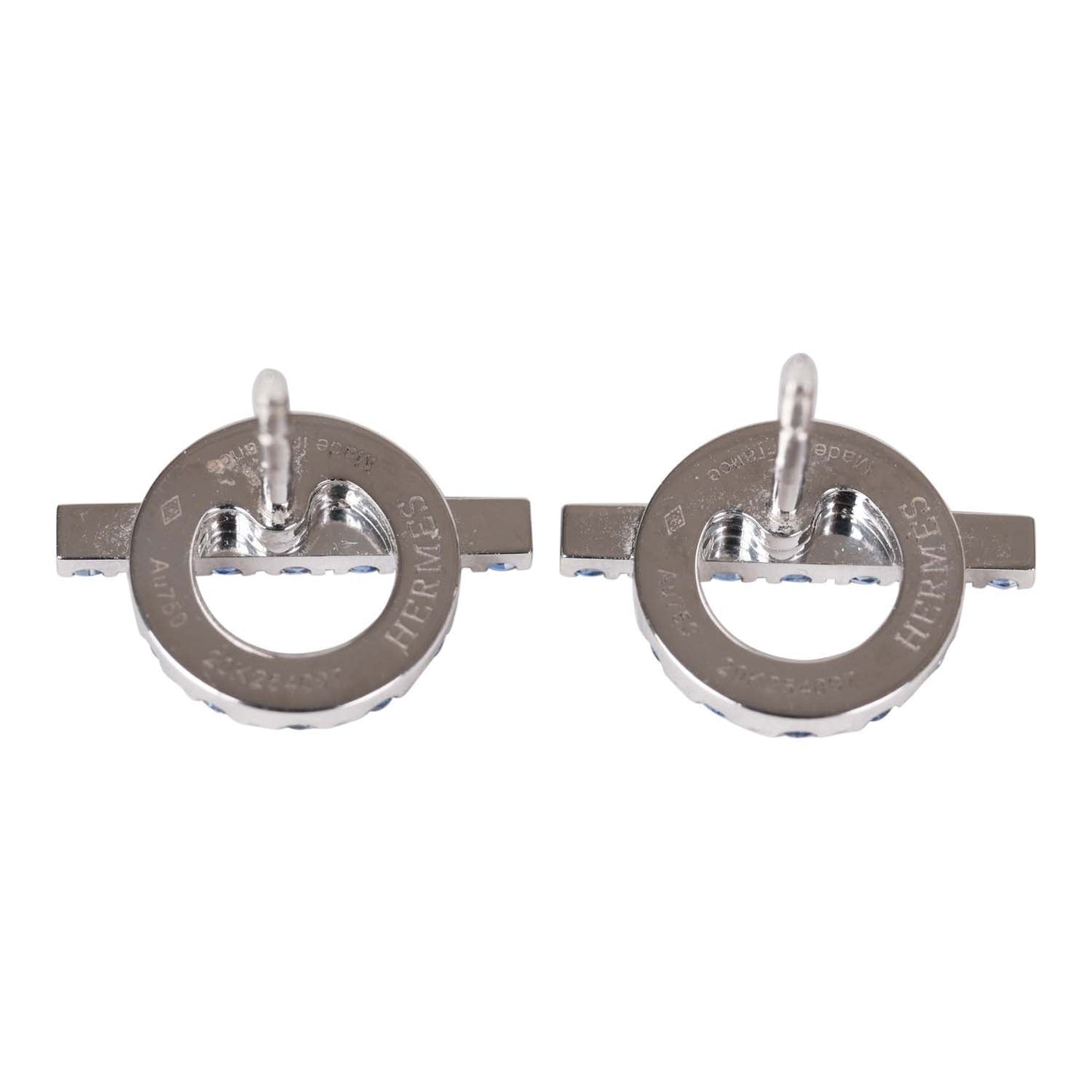 Hermes 18k Sapphire Finesse Earrings White Gold