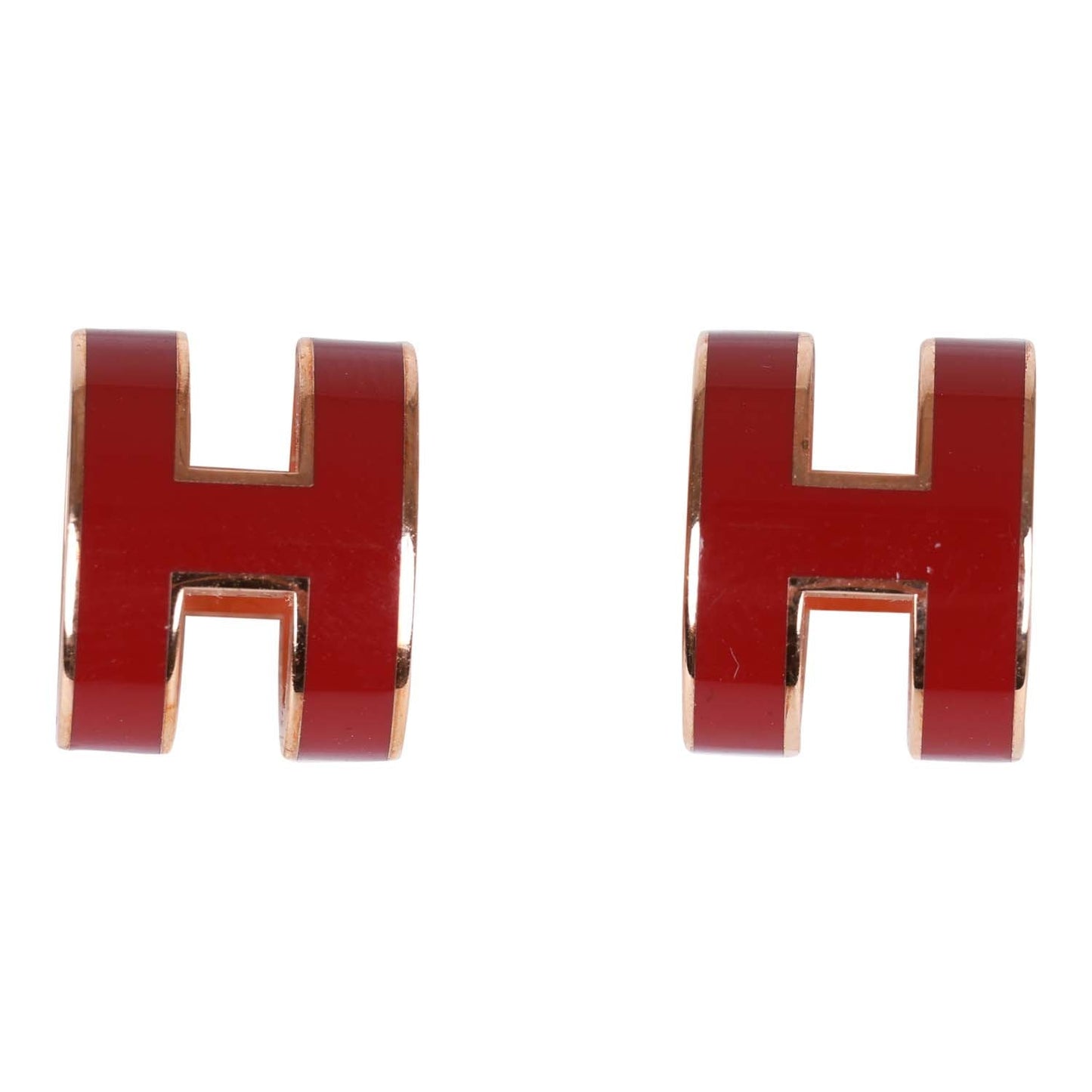 Hermes Red Enamel Mini Pop H Earrings