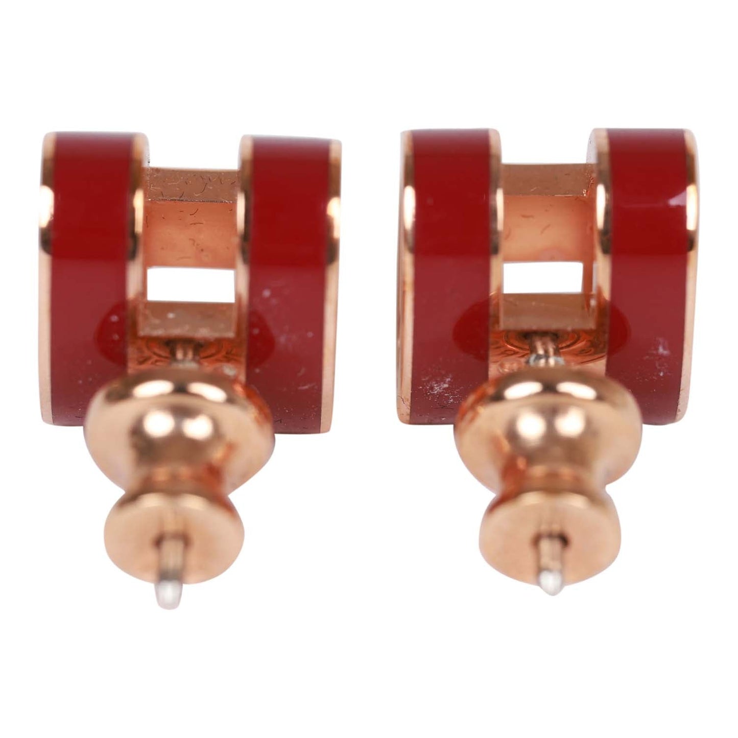 Hermes Red Enamel Mini Pop H Earrings