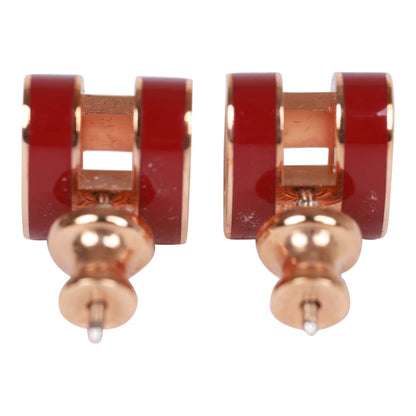 Hermes Red Enamel Mini Pop H Earrings