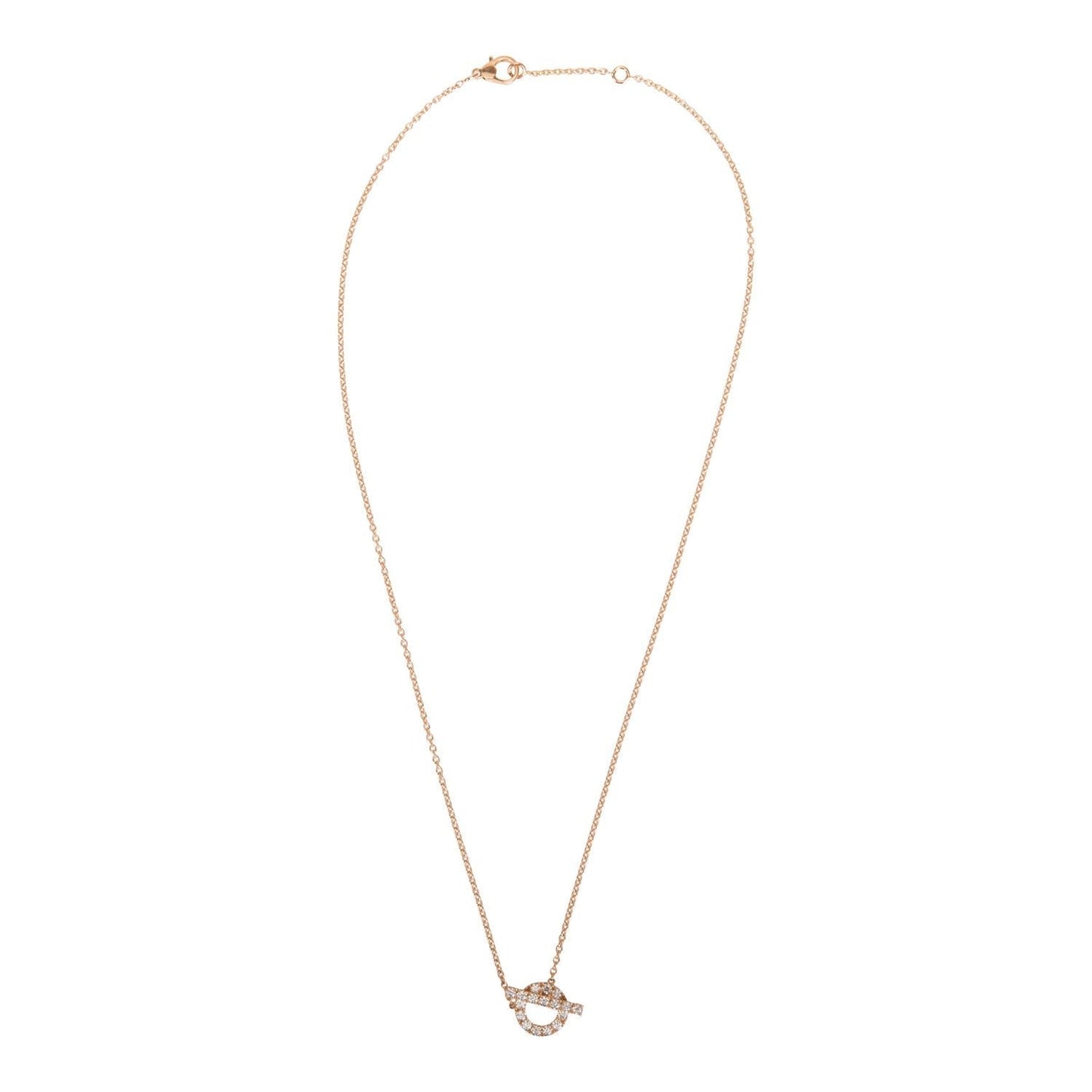 Hermes 18k Rose Gold San Coloris Diamond Finesse Pendant Necklace