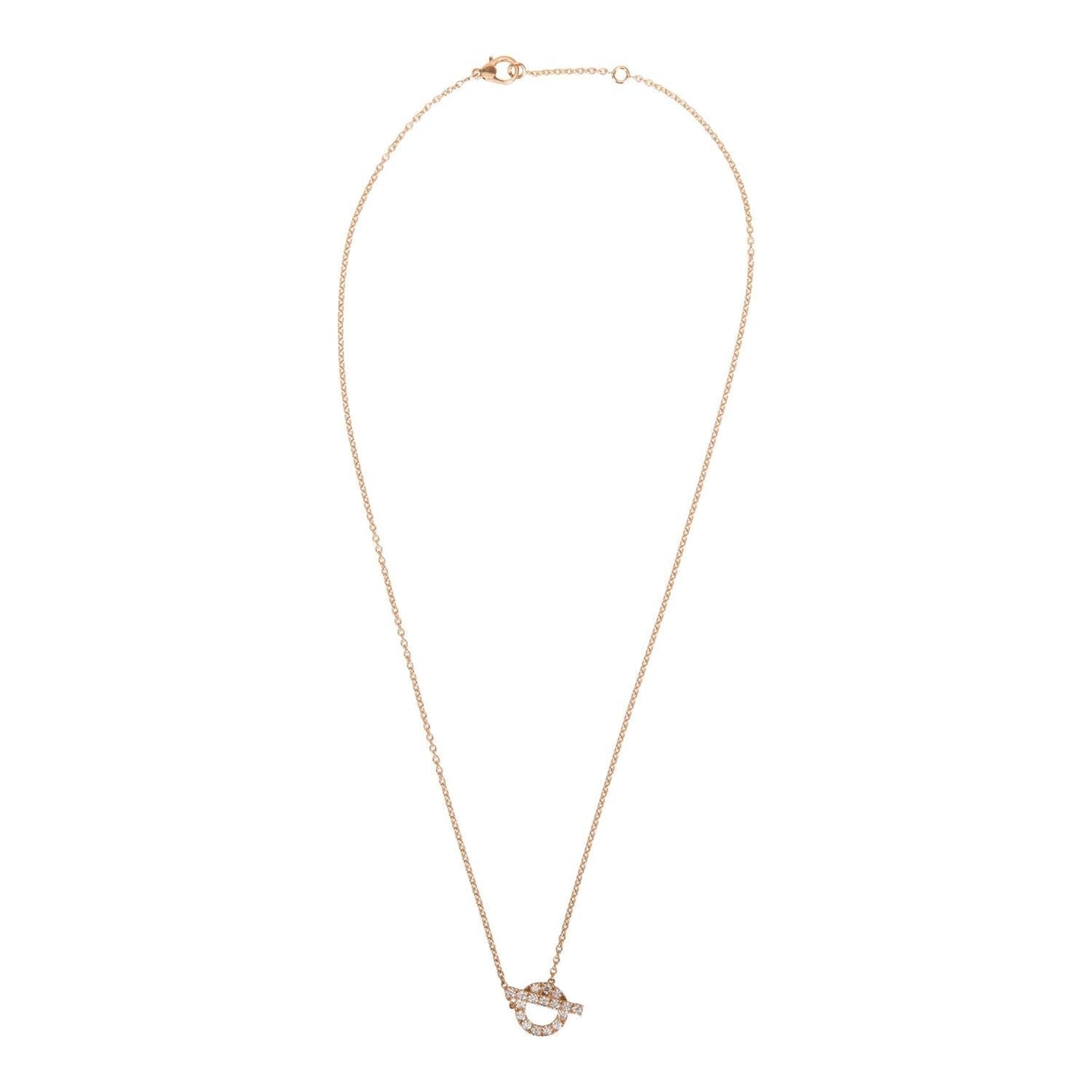 Hermes 18k Rose Gold San Coloris Diamond Finesse Pendant Necklace