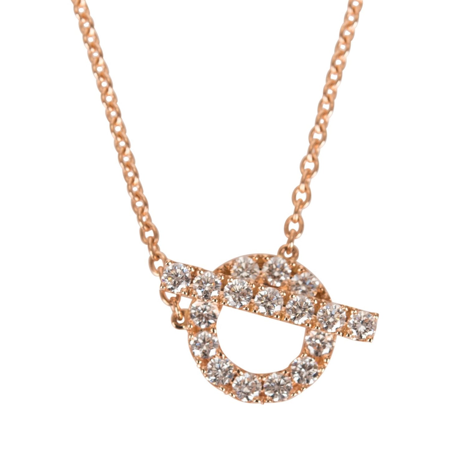 Hermes 18k Rose Gold San Coloris Diamond Finesse Pendant Necklace