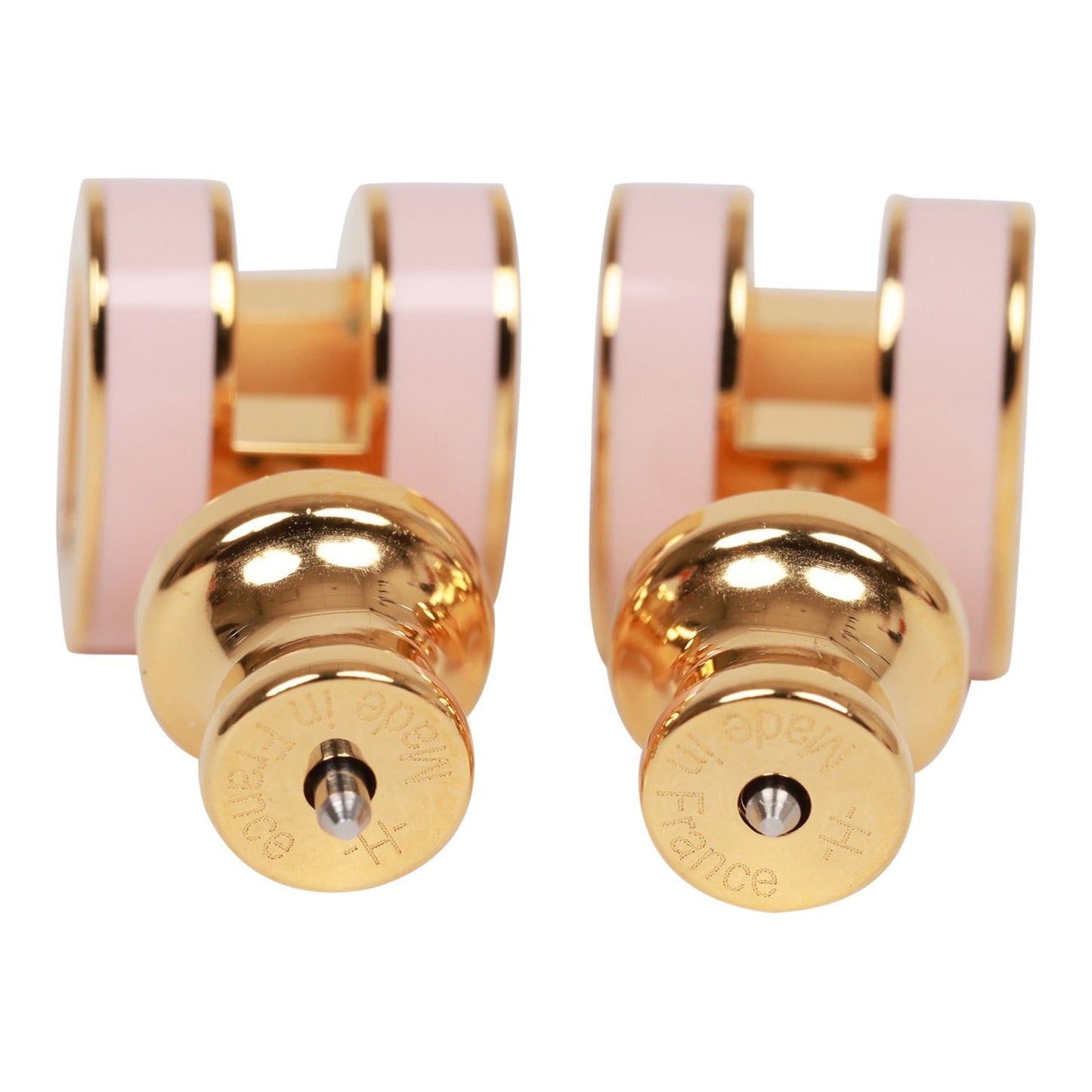 Hermes Rose Dragee Enamel Mini Pop H Earrings RGHW