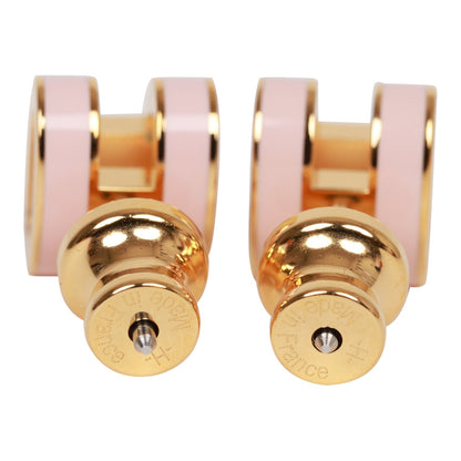 Hermes Rose Dragee Enamel Mini Pop H Earrings RGHW