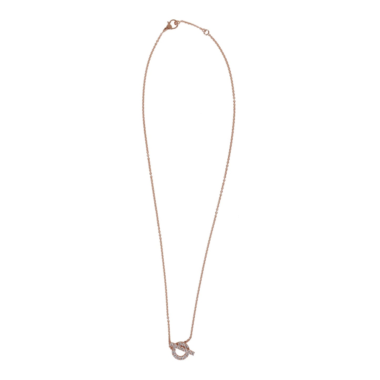 Hermes 18k Rose Gold San Coloris Diamond Finesse Pendant Necklace