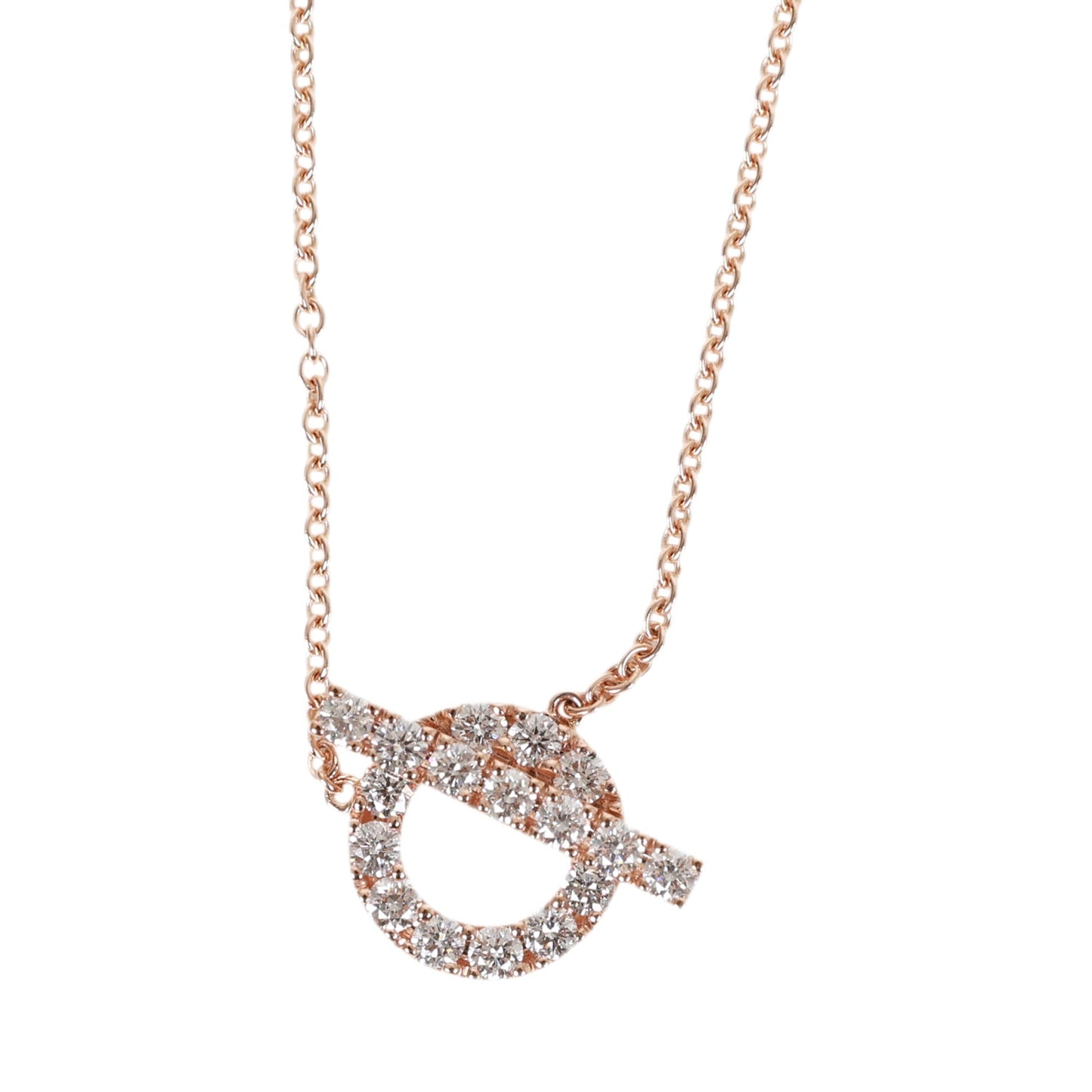 Hermes 18k Rose Gold San Coloris Diamond Finesse Pendant Necklace