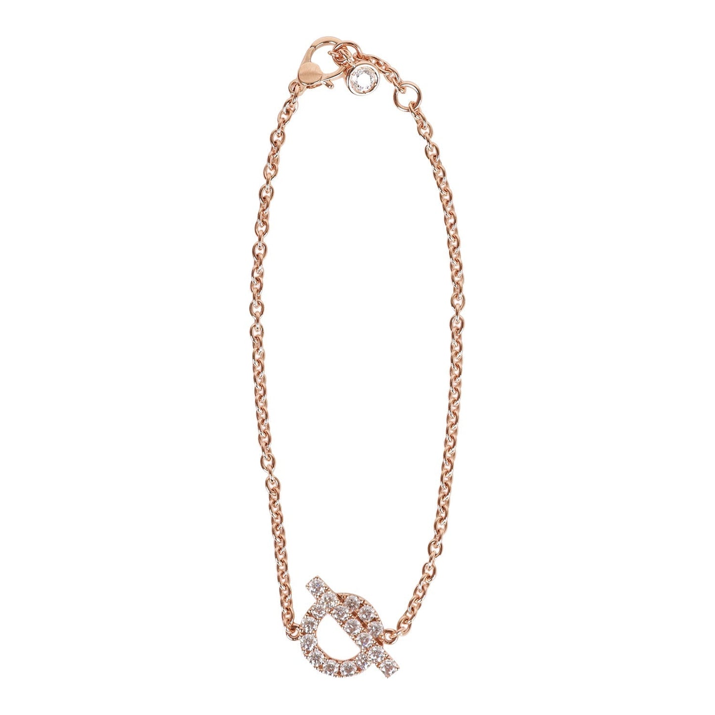 Hermes 18k Rose Gold Diamond Finesse Pendant Bracelet