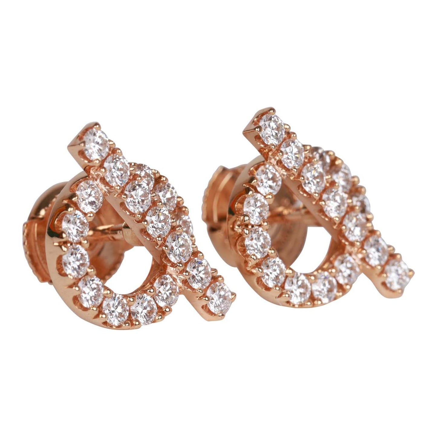 Hermes 18k Rose Gold San Coloris Diamond Finesse Earrings